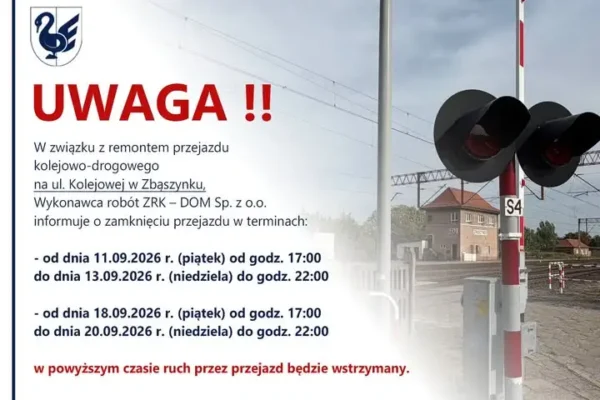 Uwaga kierowcy! Remont przejazdu na ul. Kolejowej w Zbąszynku – zamknięcia w weekendy