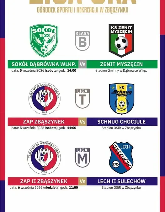 Weekendowe mecze ligowe na stadionach w Zbąszynku i Dąbrówce Wielkopolskiej