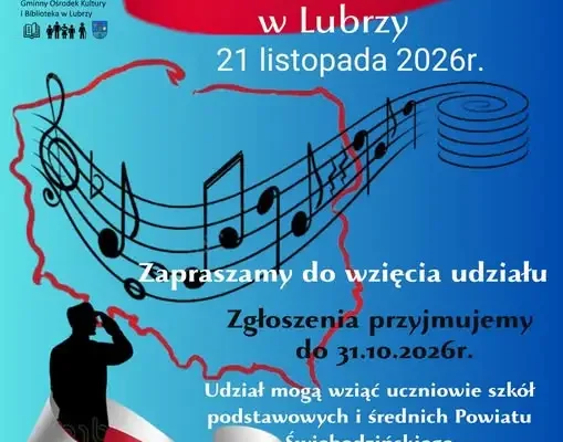 V Festiwal Piosenki Patriotycznej „Złoty Nenufar” w Lubrzy – zaproszenie dla uczniów