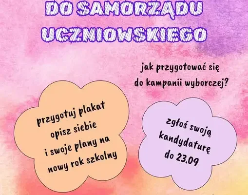Wybory do Samorządu Uczniowskiego – zgłoszenia tylko do 23 września