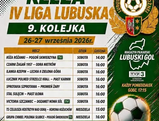 IV Liga Lubuska: 9. kolejka z trzema transmisjami. Pogoń Świebodzin zagra w Słubicach