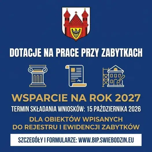 Gmina Świebodzin przyjmuje wnioski o dotacje na prace przy zabytkach