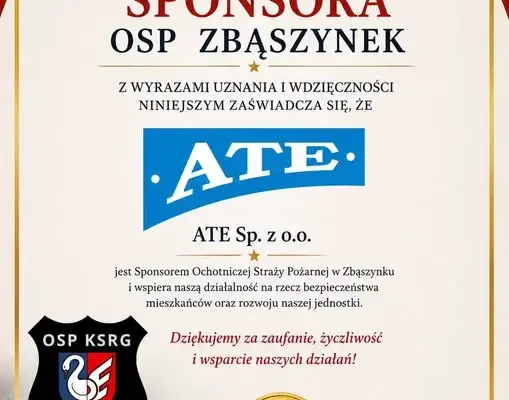 Firma ATE ze Zbąszynia nowym sponsorem OSP Zbąszynek