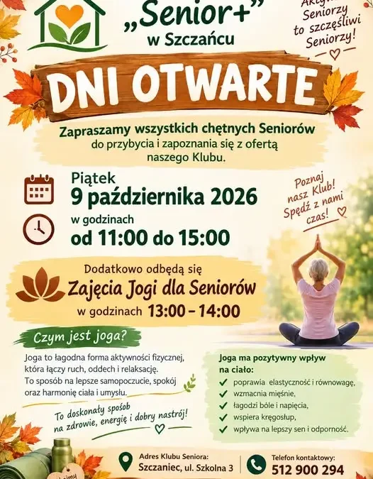 Dni otwarte Klubu Seniora w Szczańcu – 9 października 2026