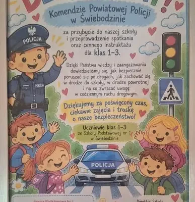 Świebodzin: policjanci uczyli najmłodszych, jak bezpiecznie poruszać się po drogach
