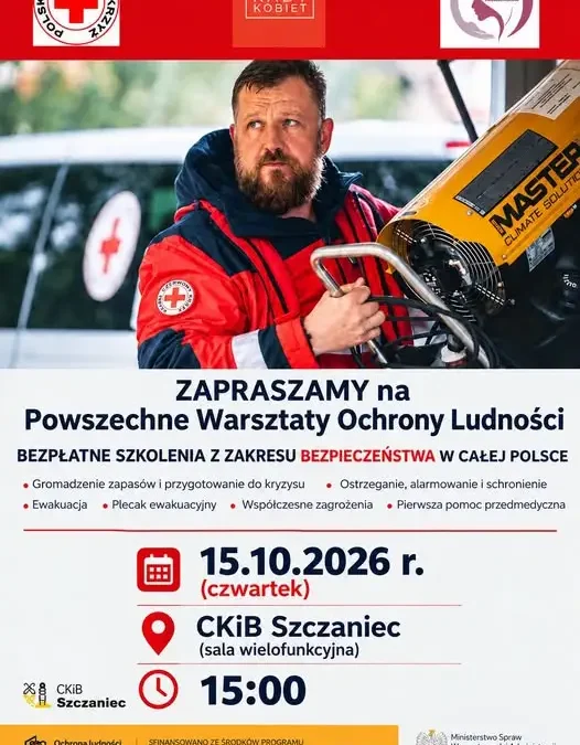 Bezpłatne warsztaty ochrony ludności w Gminie Szczaniec – już 15 października
