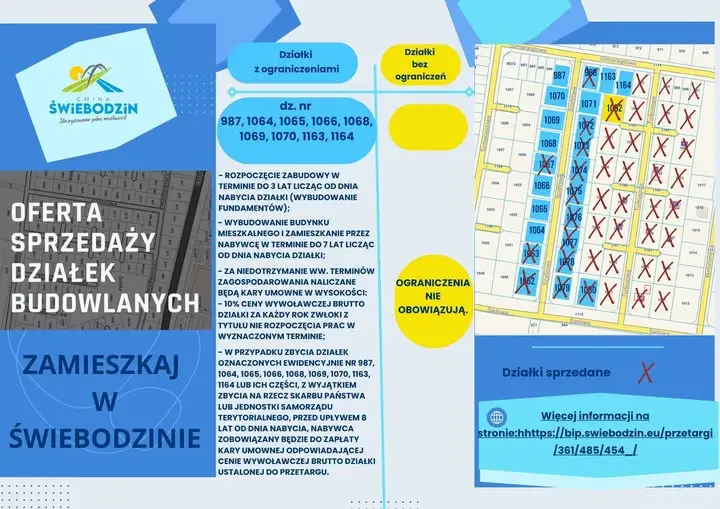 Gmina Świebodzin sprzedaje działki budowlane przy ulicach Szafirowej i Turkusowej