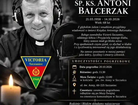 Zmarł ks. Antoni Balcerzak – przyjaciel i kibic Victorii Szczaniec